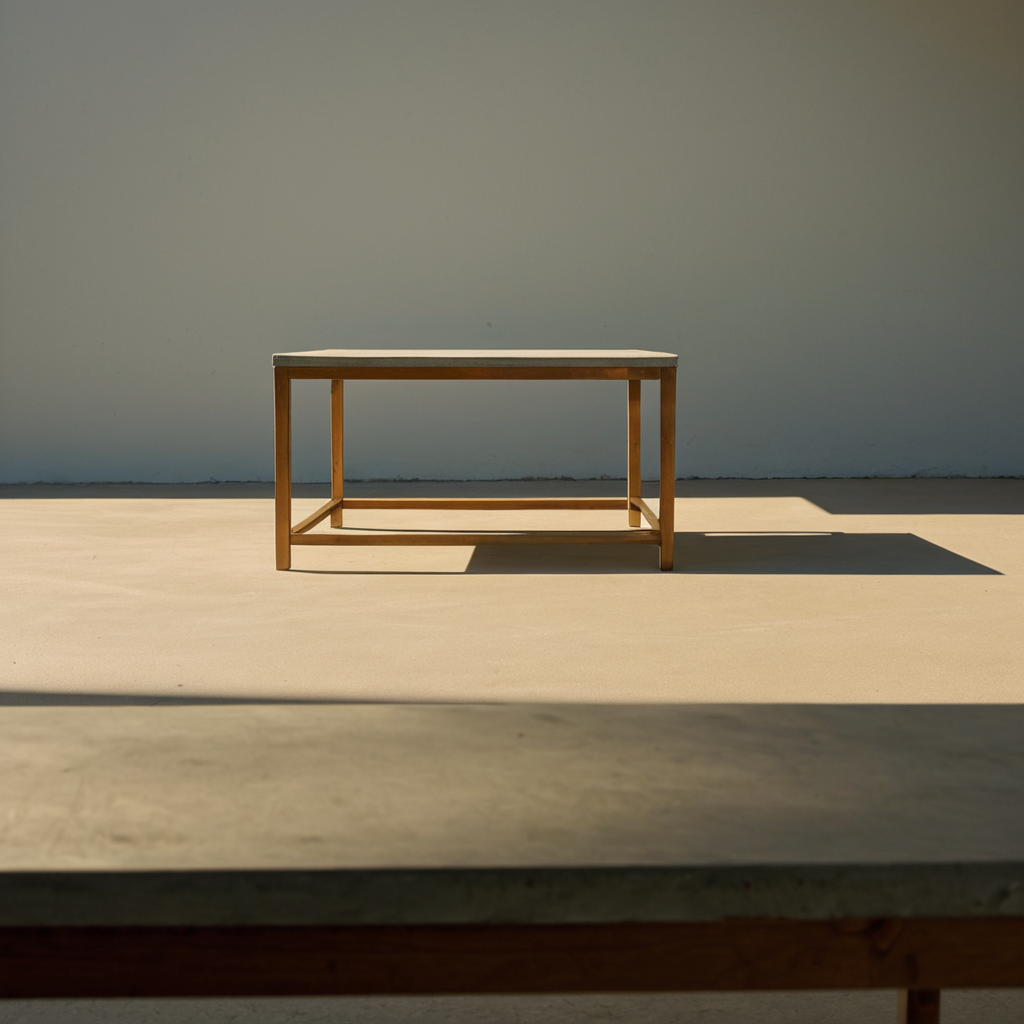 Golden frame, gentle shadows, minimalist feel.