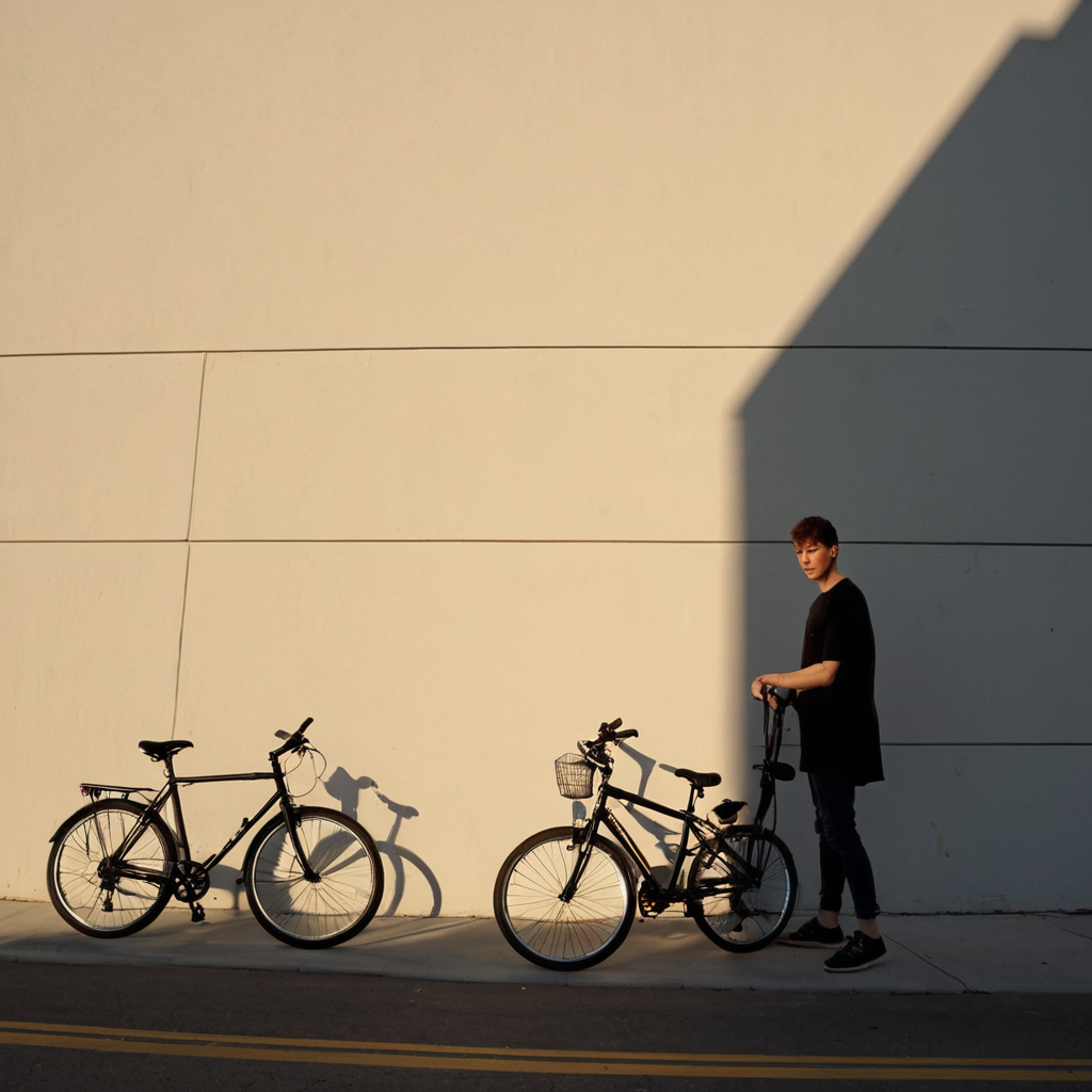 Generation 97: neon rails, bike silhouettes, geometry in motion.